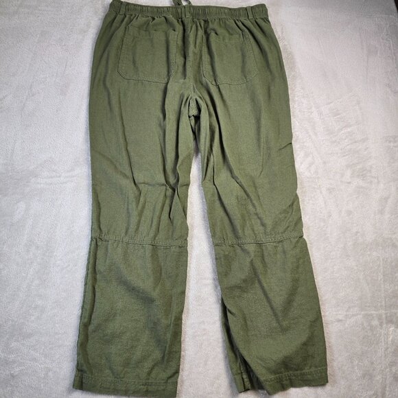 Time and Tru Linen Pants Womens Large 12-14 Olive Green Casual Straight Leg - Picture 10 of 11